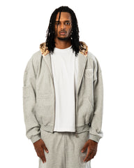 Grey Marl Hoodie Zip up