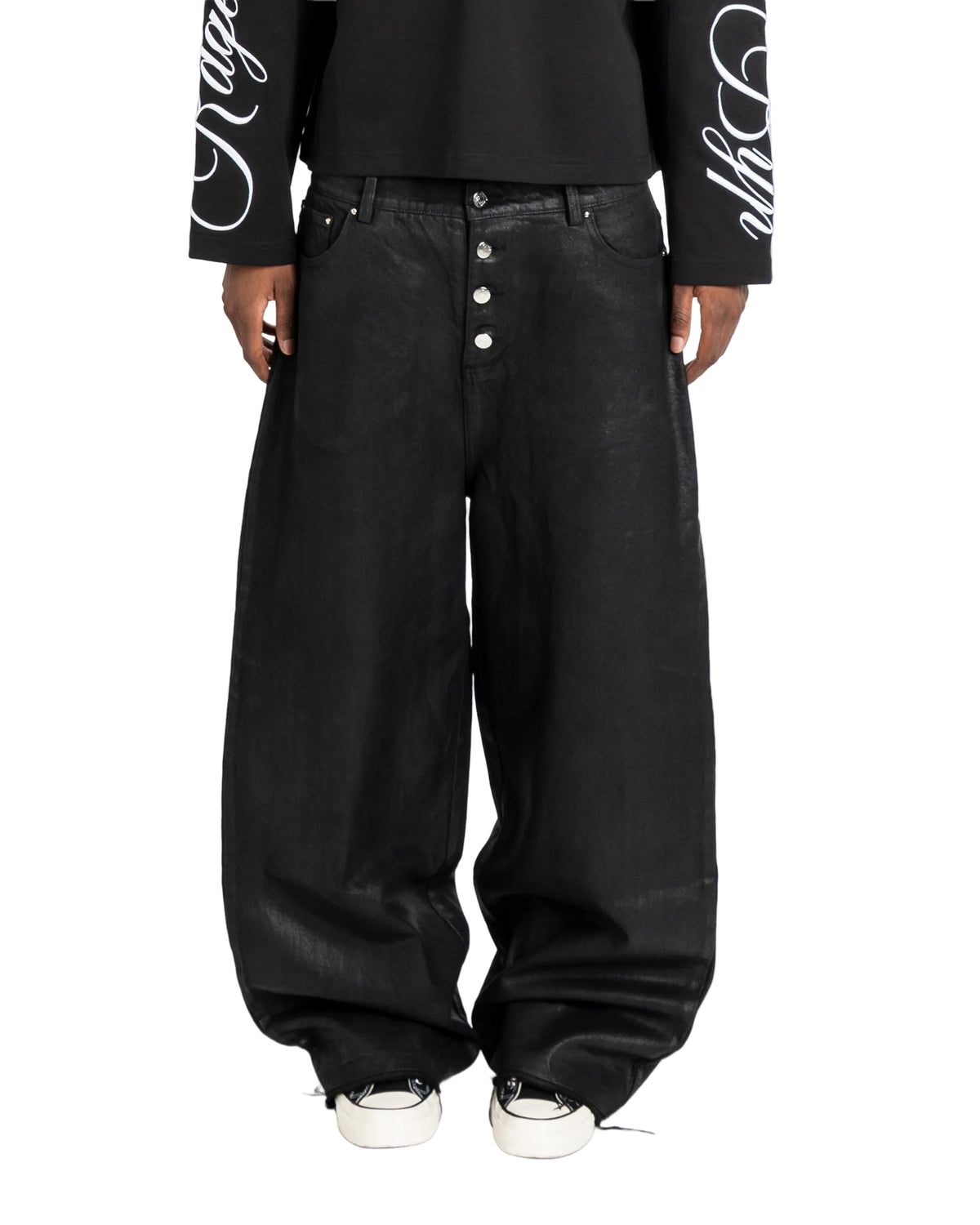 Waxed coated denim