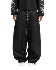 Waxed coated denim