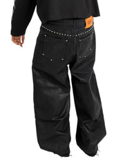 Waxed coated denim