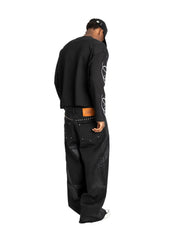 Waxed coated denim